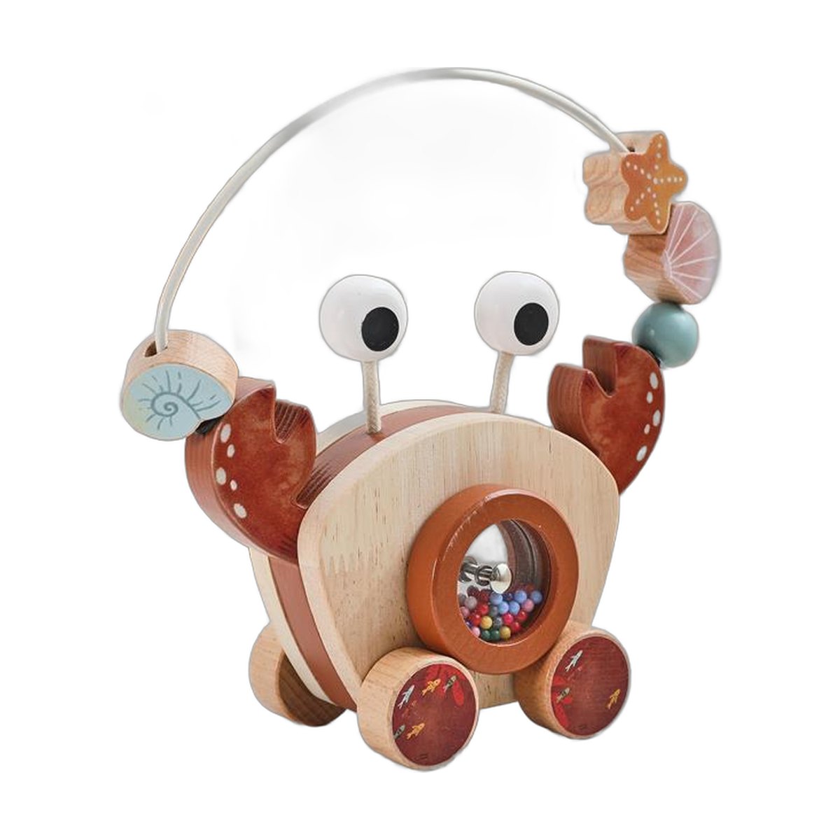 Educational Wooden Crab Pull-along Bead Toy