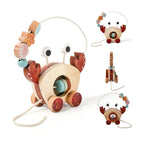 Educational Wooden Crab Pull-along Bead Toy