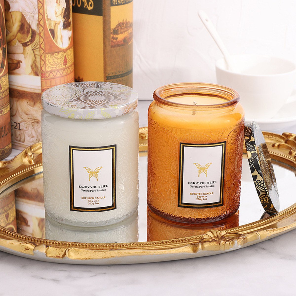 Embossed Glass Fragrance Handmade Gift Aromatherapy Soy