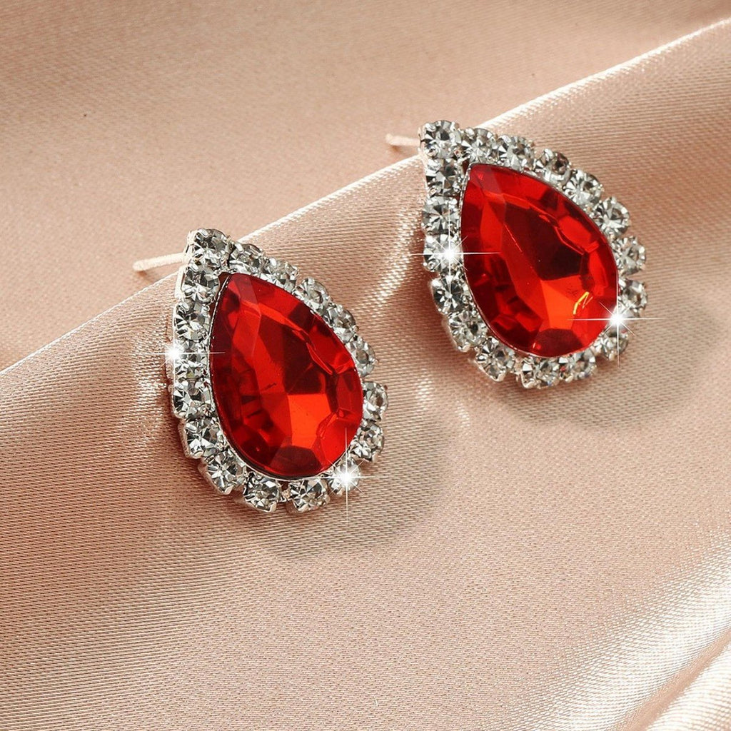 Explosions All Copper Earrings Drop Ruby Rhinestone