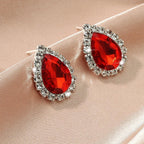 Explosions All Copper Earrings Drop Ruby Rhinestone