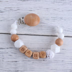Wood & Silicone Bead Pacifier Clip