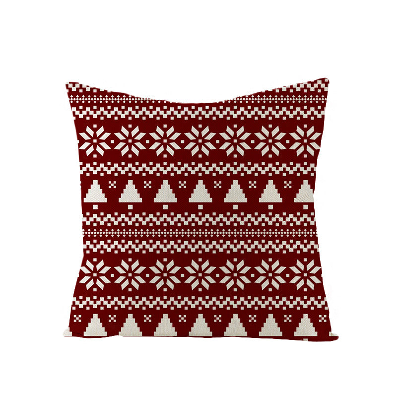 Green Linen Christmas Cushion Cover, 45 x 45 cm
