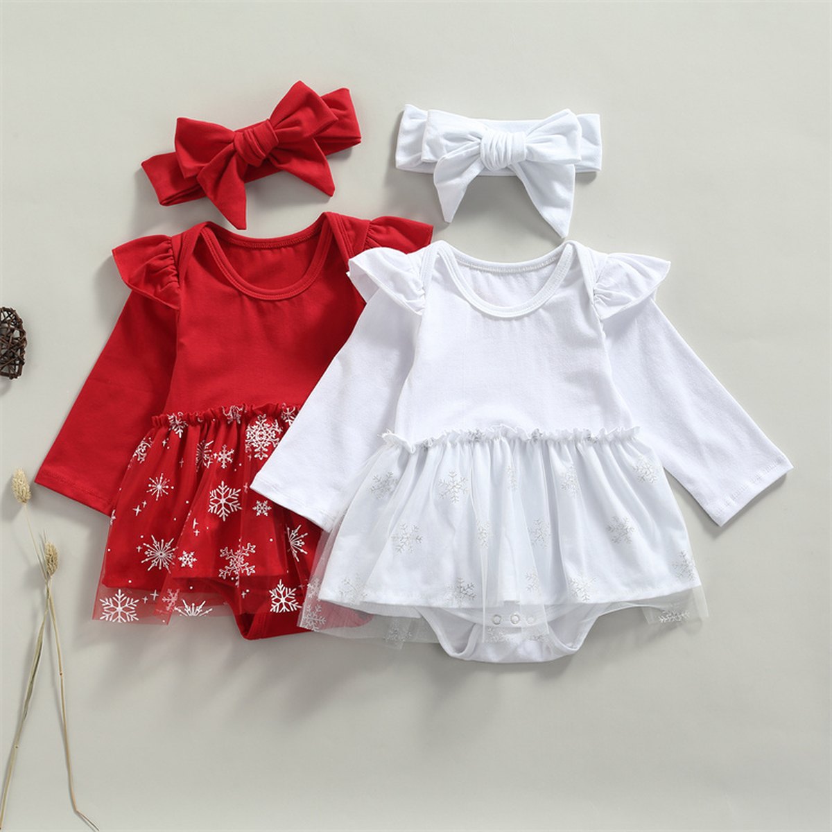 Baby Girl Tulle Christmas Romper Set