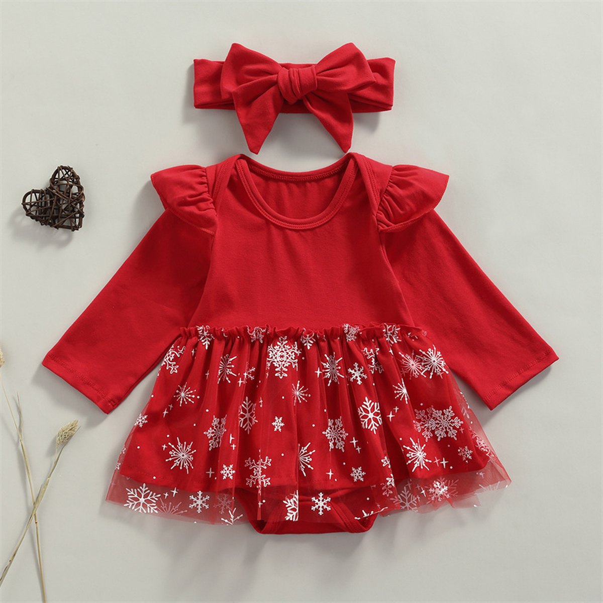 Baby Girl Tulle Christmas Romper Set