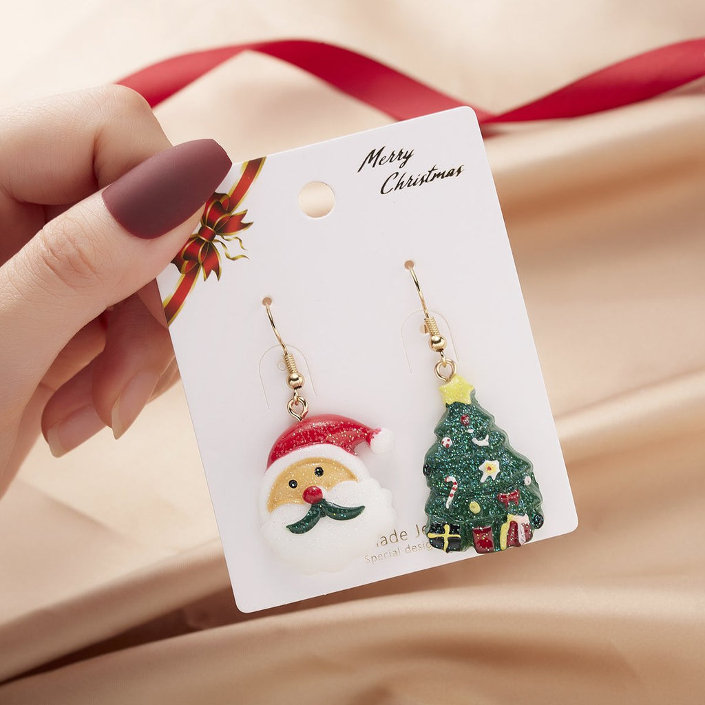 Christmas Hat and Snowman Asymmetric Earrings
