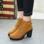 Chunky Block Heel Buckle Ankle Boots