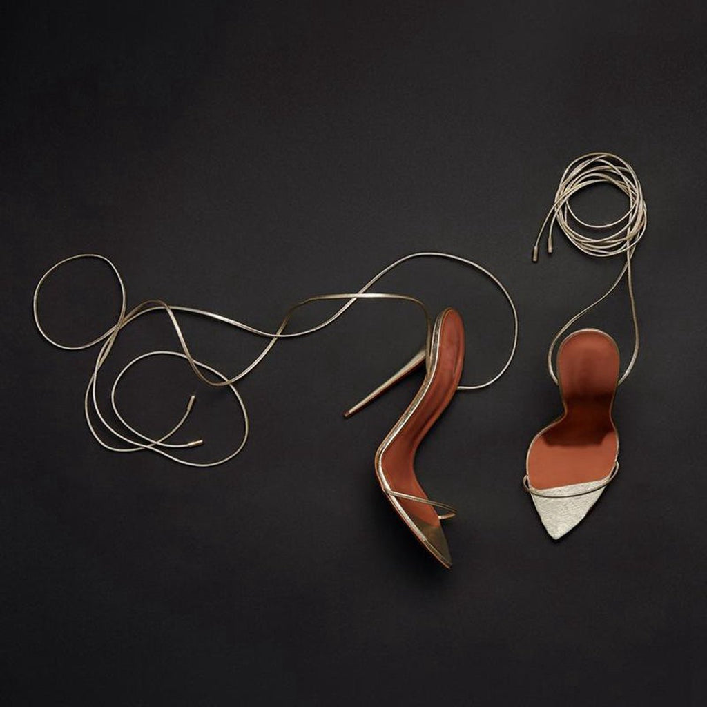 Gold Ankle Strap Stiletto Sandals