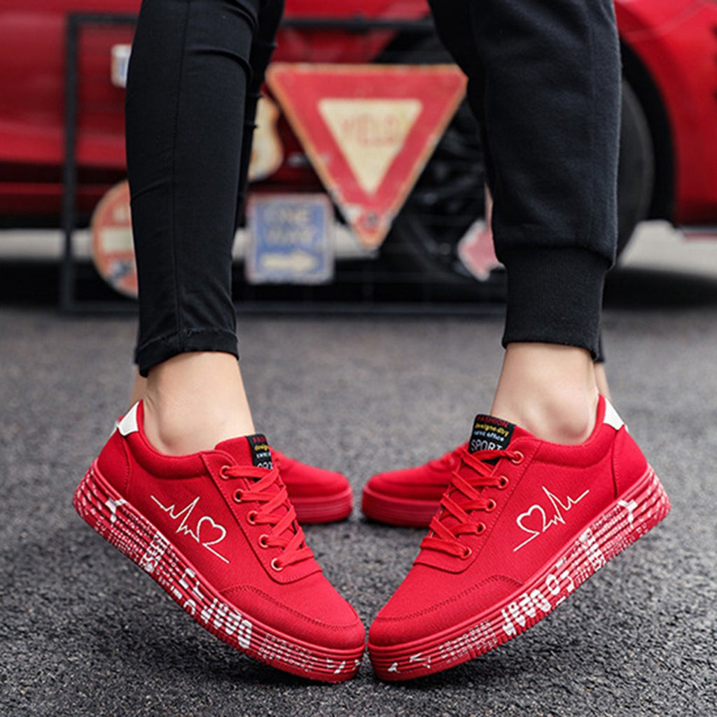 Heartbeat Print Canvas Shoes