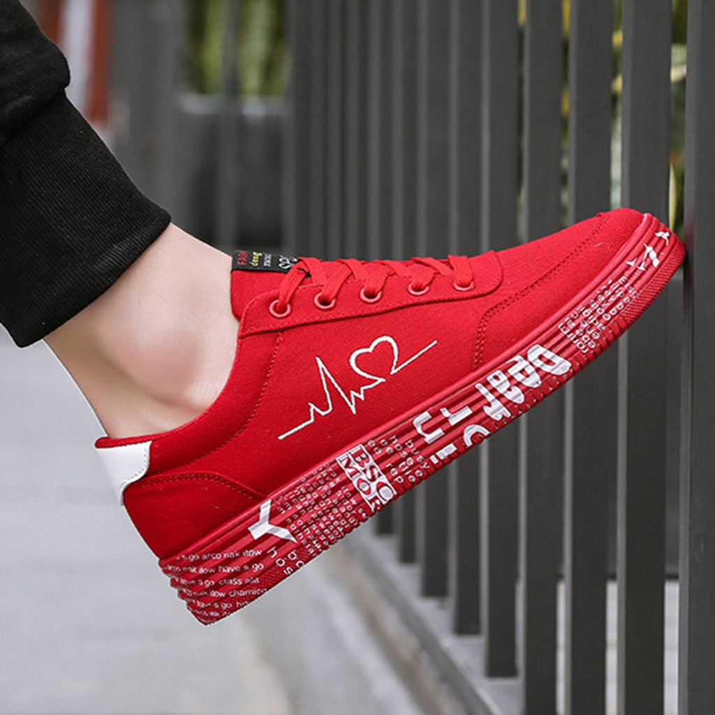 Heartbeat Print Canvas Shoes