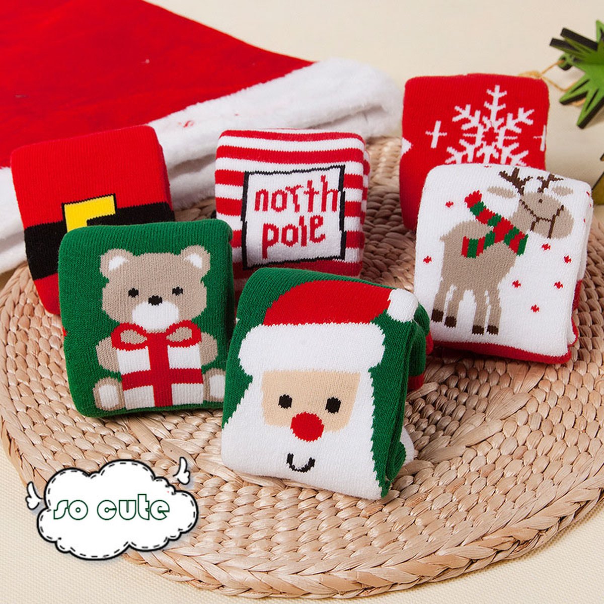 Kids' Christmas Striped Socks 6 Pairs