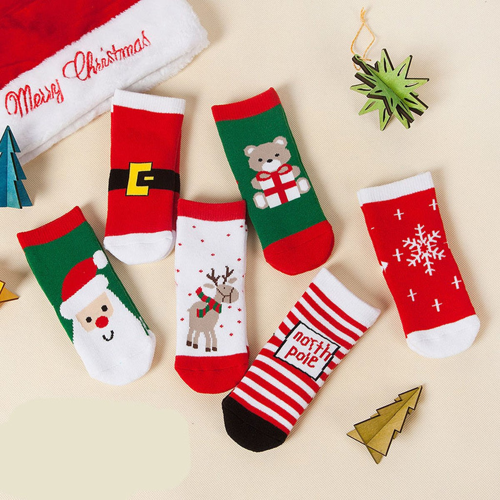 Kids' Christmas Striped Socks 6 Pairs