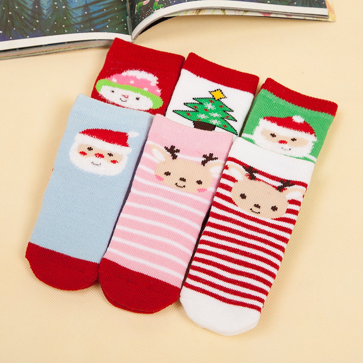 Kids' Christmas Striped Socks 6 Pairs