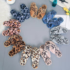 Leopard Cross-Strap Fuzzy Slippers