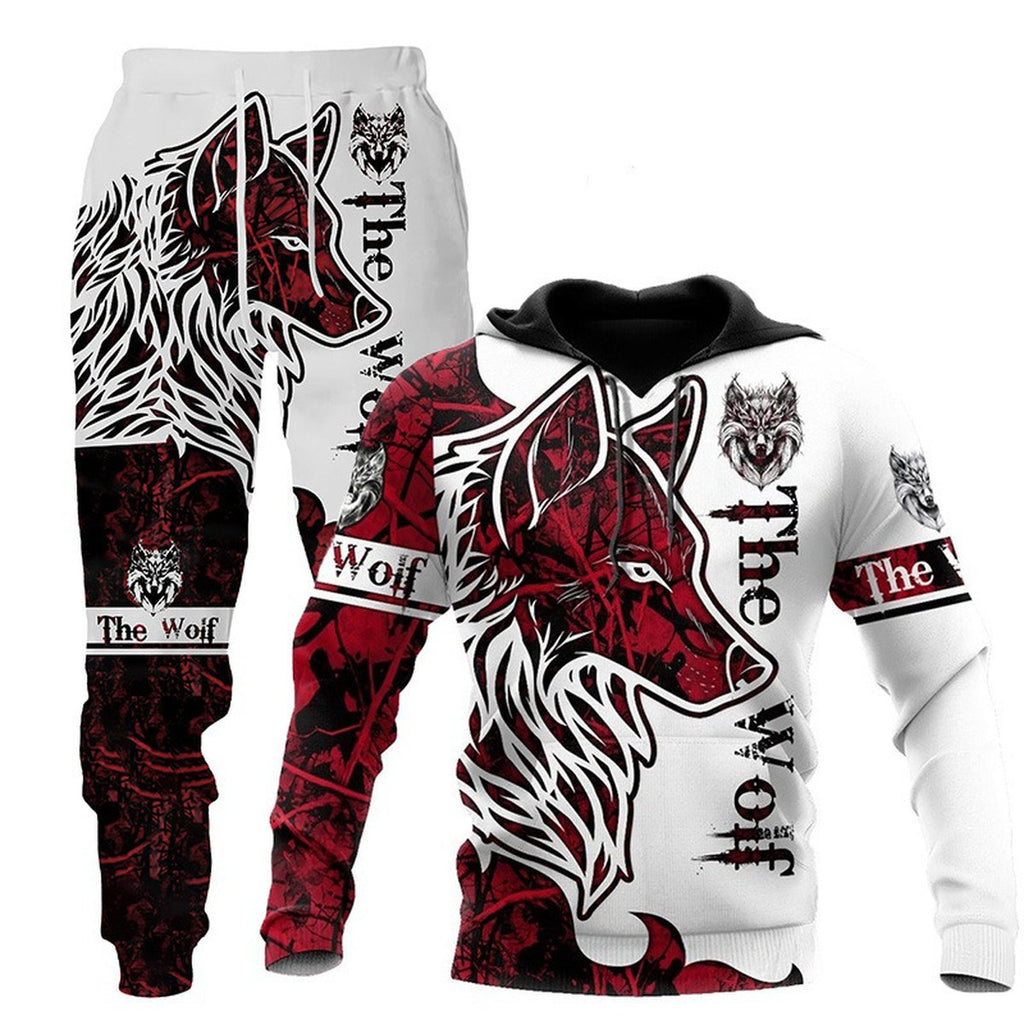 Men's 3D Wolf Print Tracksuit