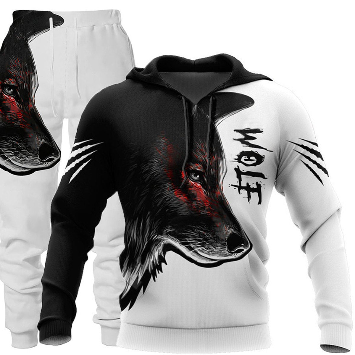 Men's 3D Wolf Print Tracksuit