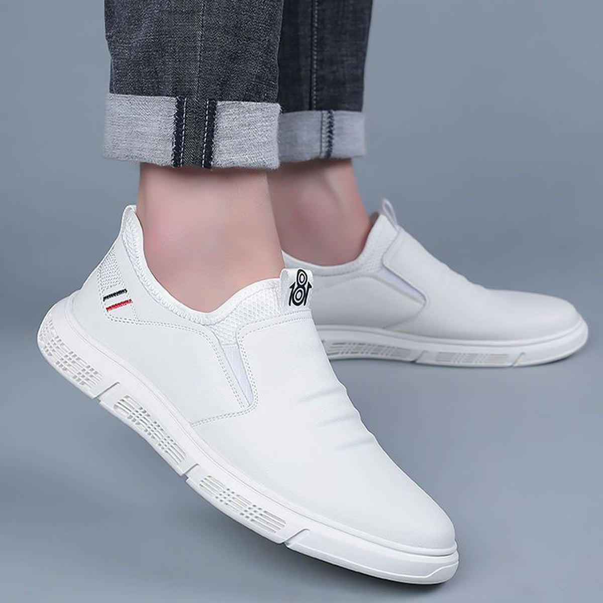 Men's Black and White Flats