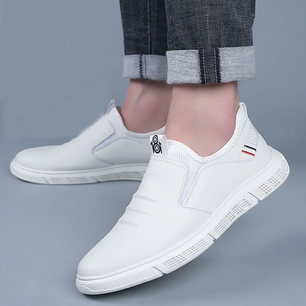 Men's Black and White Flats