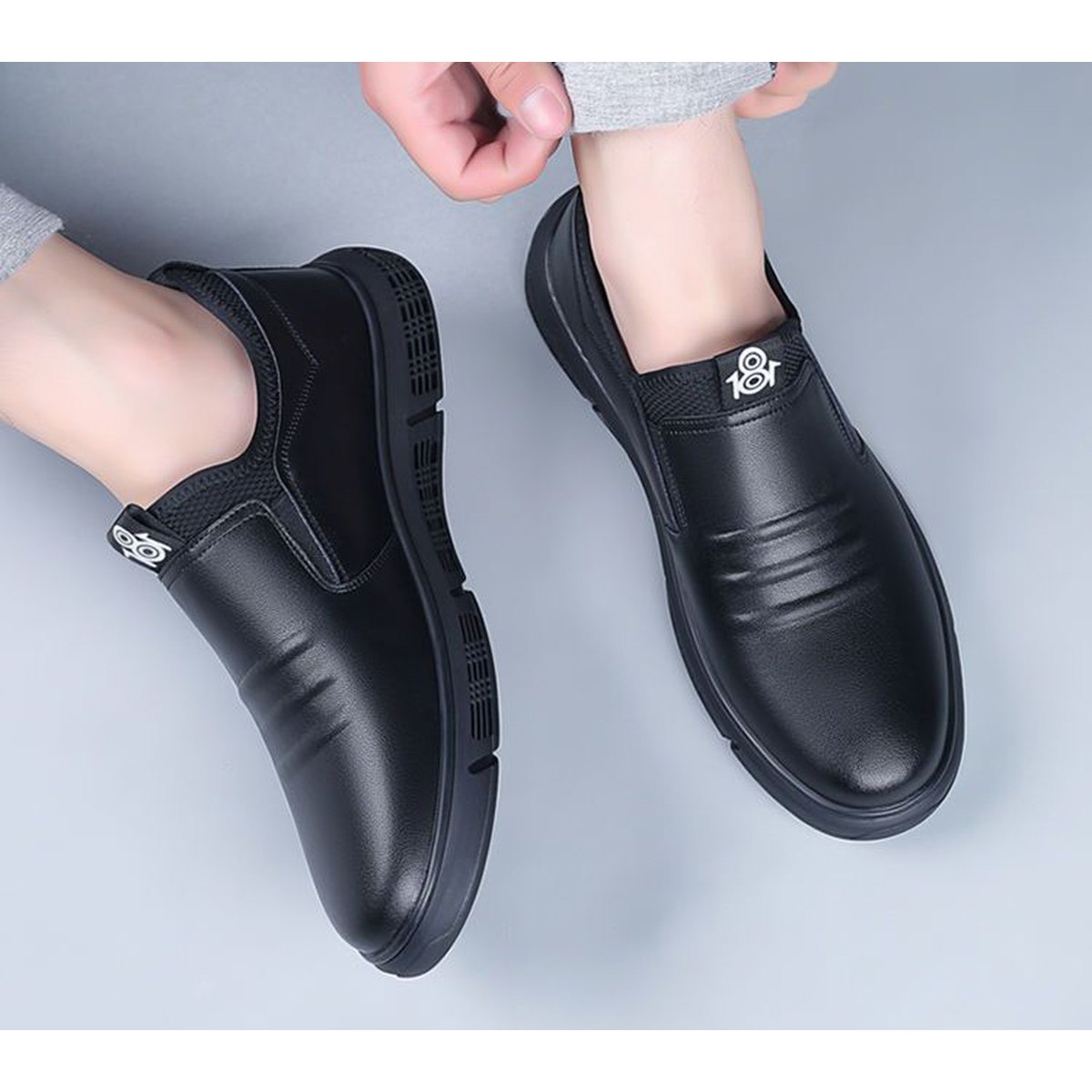 Men's Black and White Flats