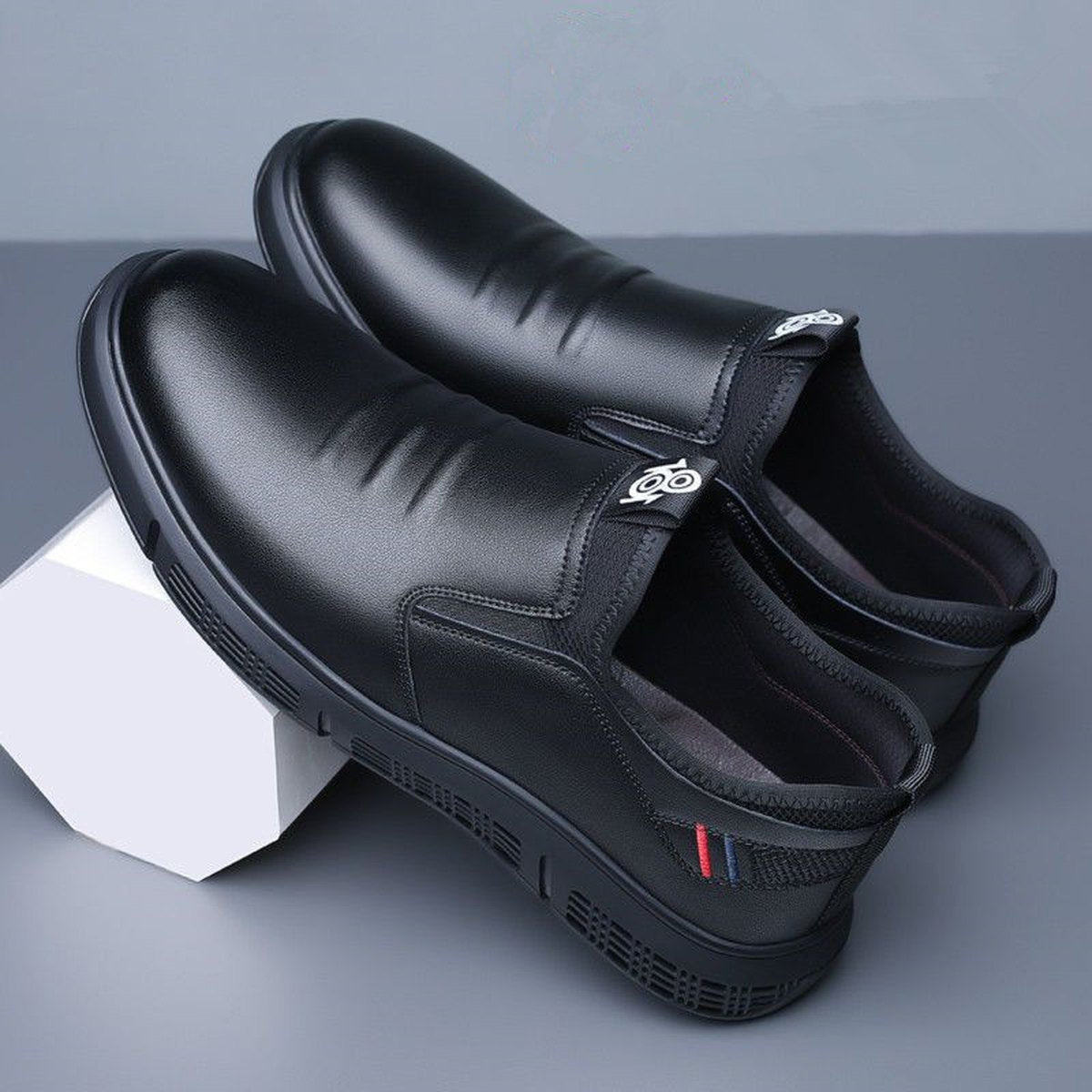 Men's Black and White Flats