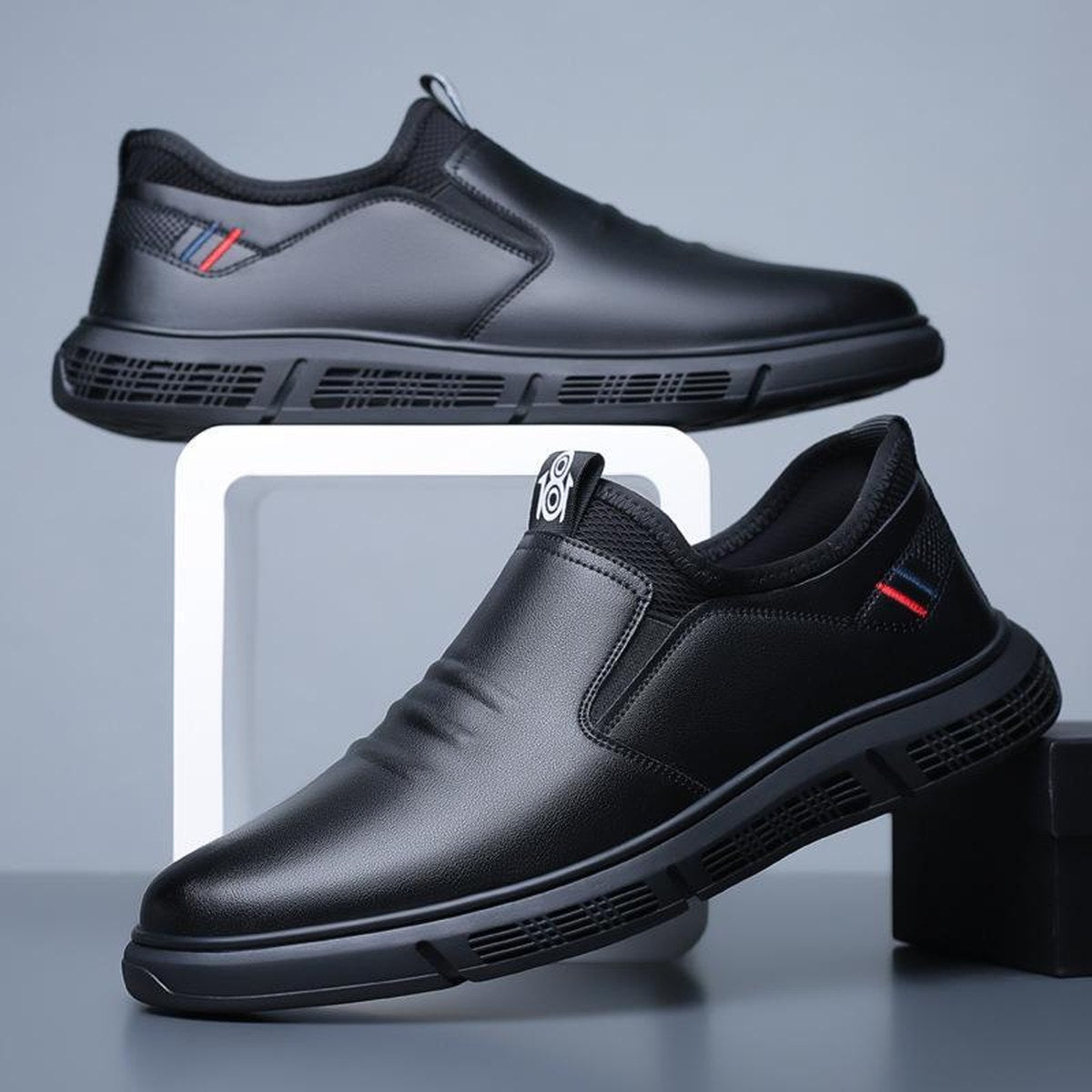 Men's Black and White Flats