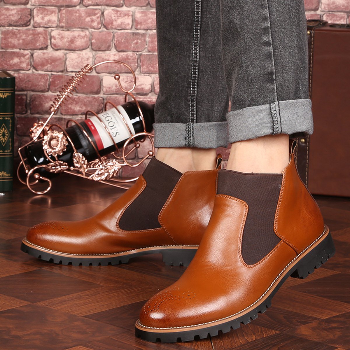Men's Brogue Leather Boots