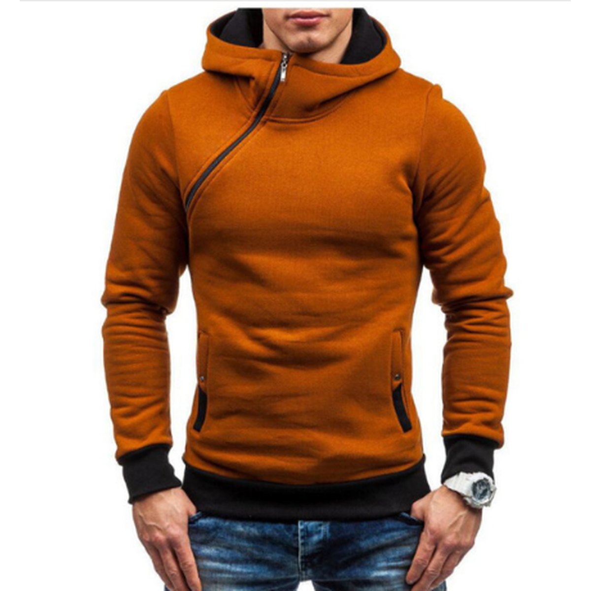 Men's Diagonal Zip Hoodie