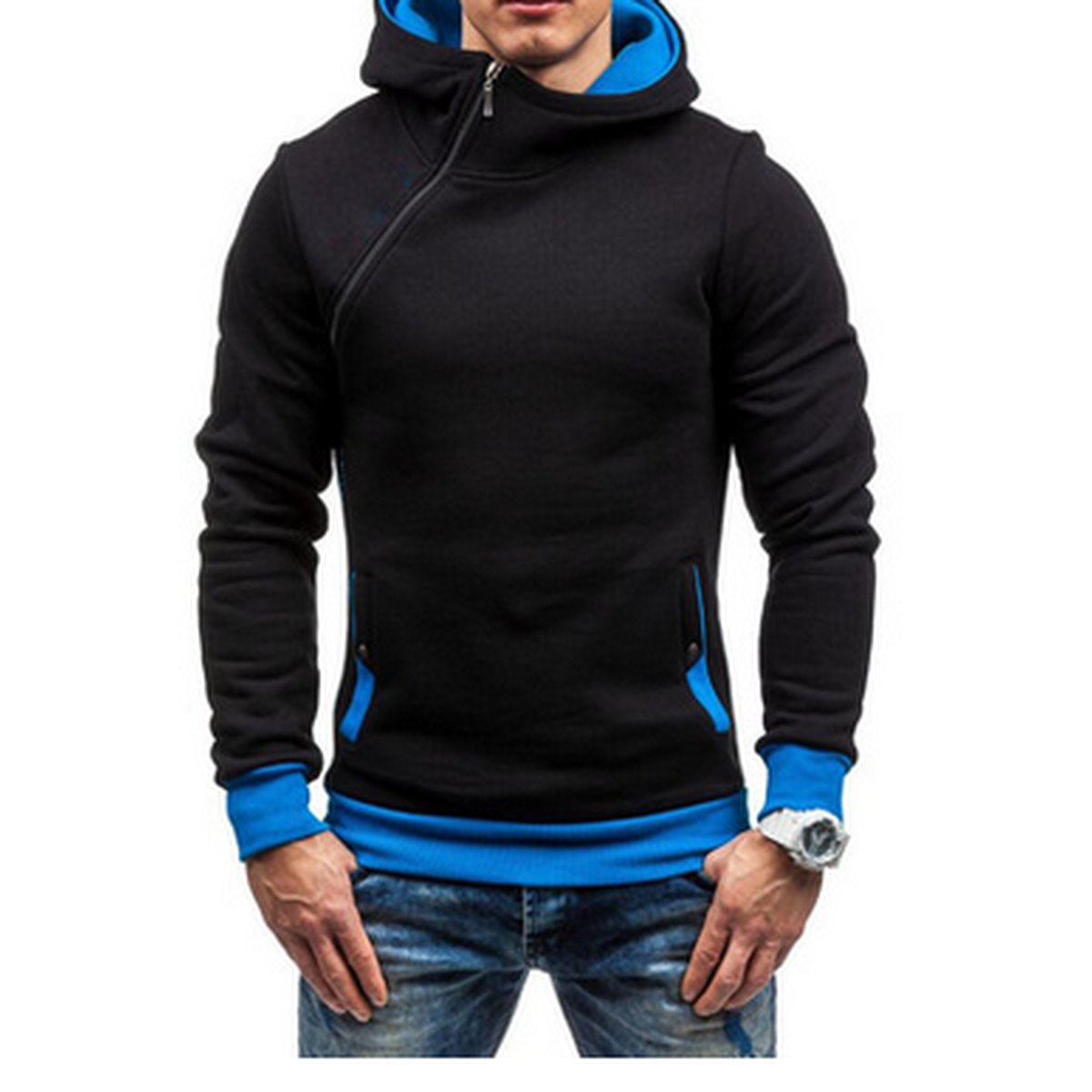 Men's Diagonal Zip Hoodie