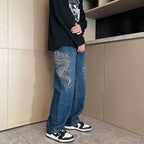 Men's Embroidered Loose Jeans