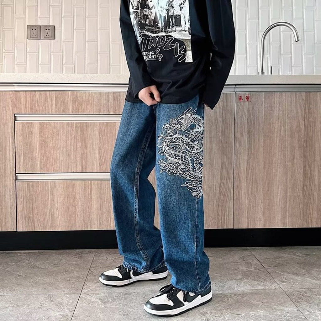 Men's Embroidered Loose Jeans