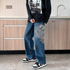 Men's Embroidered Loose Jeans