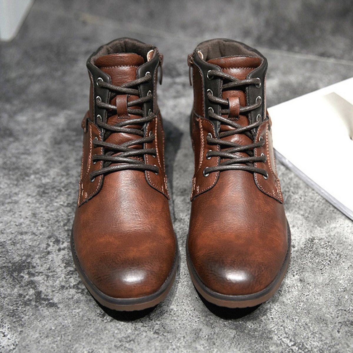 Men's Lace-Up Leather Ankle Boots