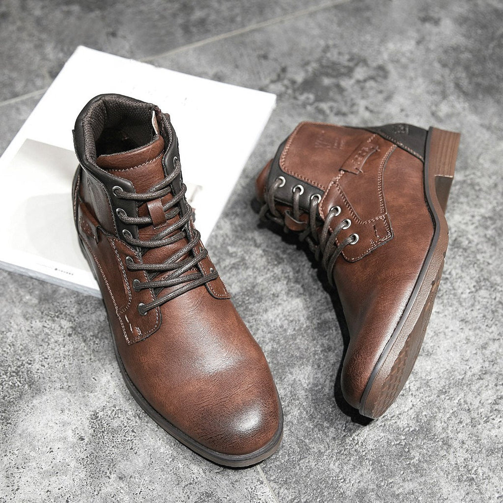 Men's Lace-Up Leather Ankle Boots