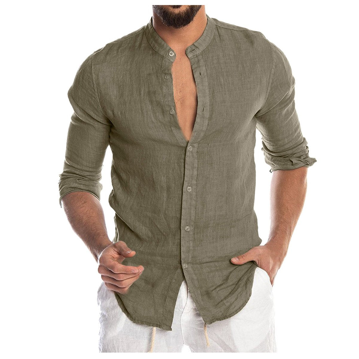 Men's Long-Sleeve Cardigan Shirt