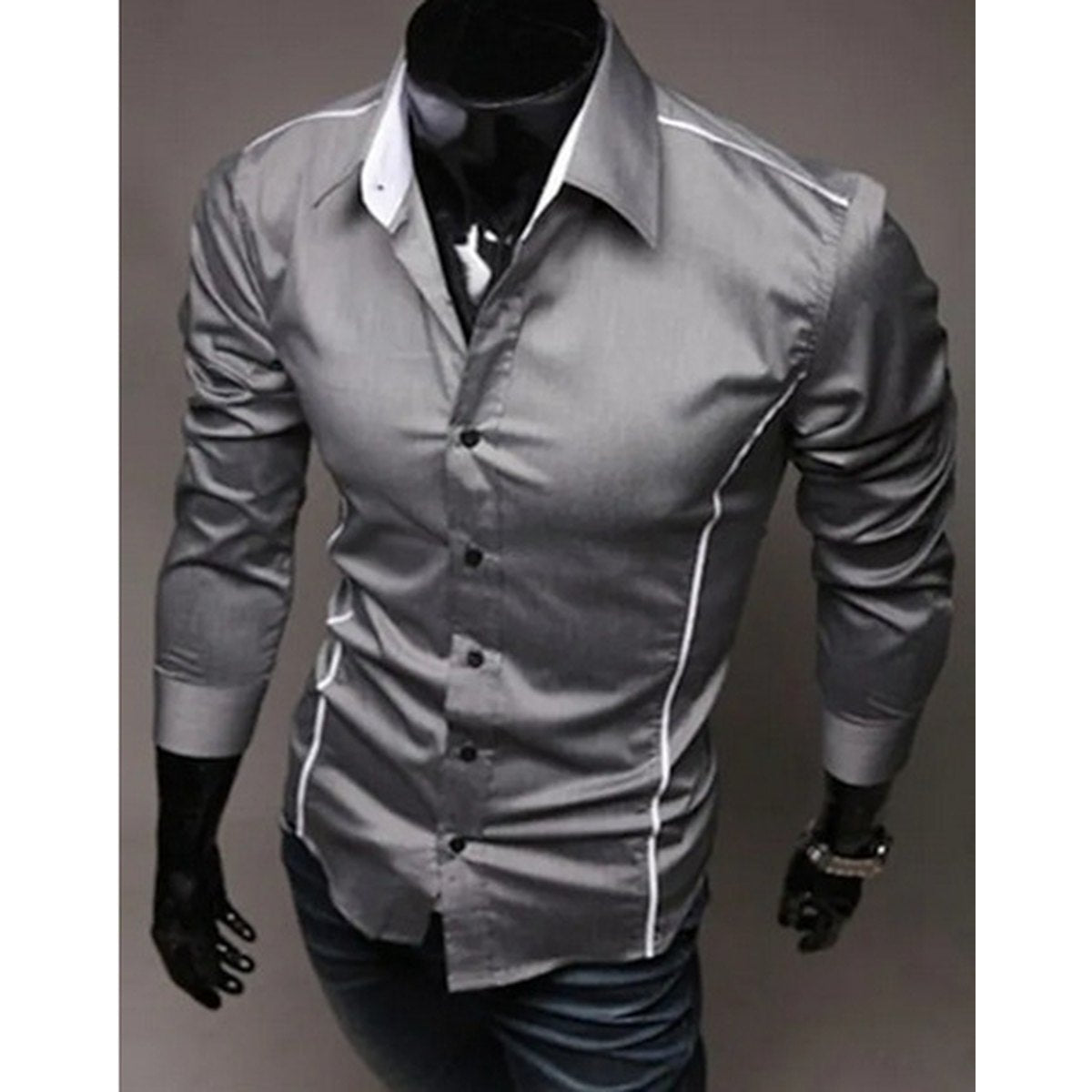 Men's Slim Long-Sleeve Cotton Shirt