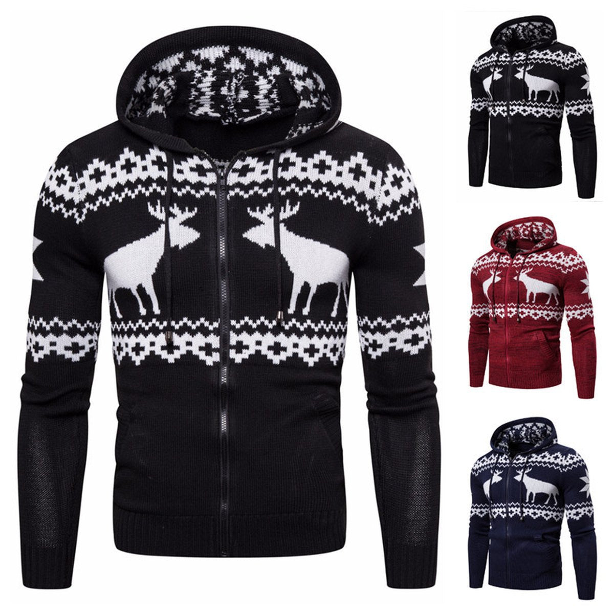 Reindeer Hooded Christmas Sweater