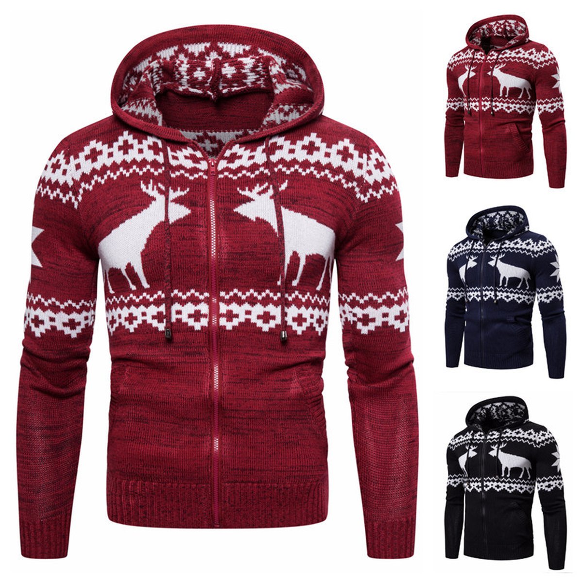 Reindeer Hooded Christmas Sweater