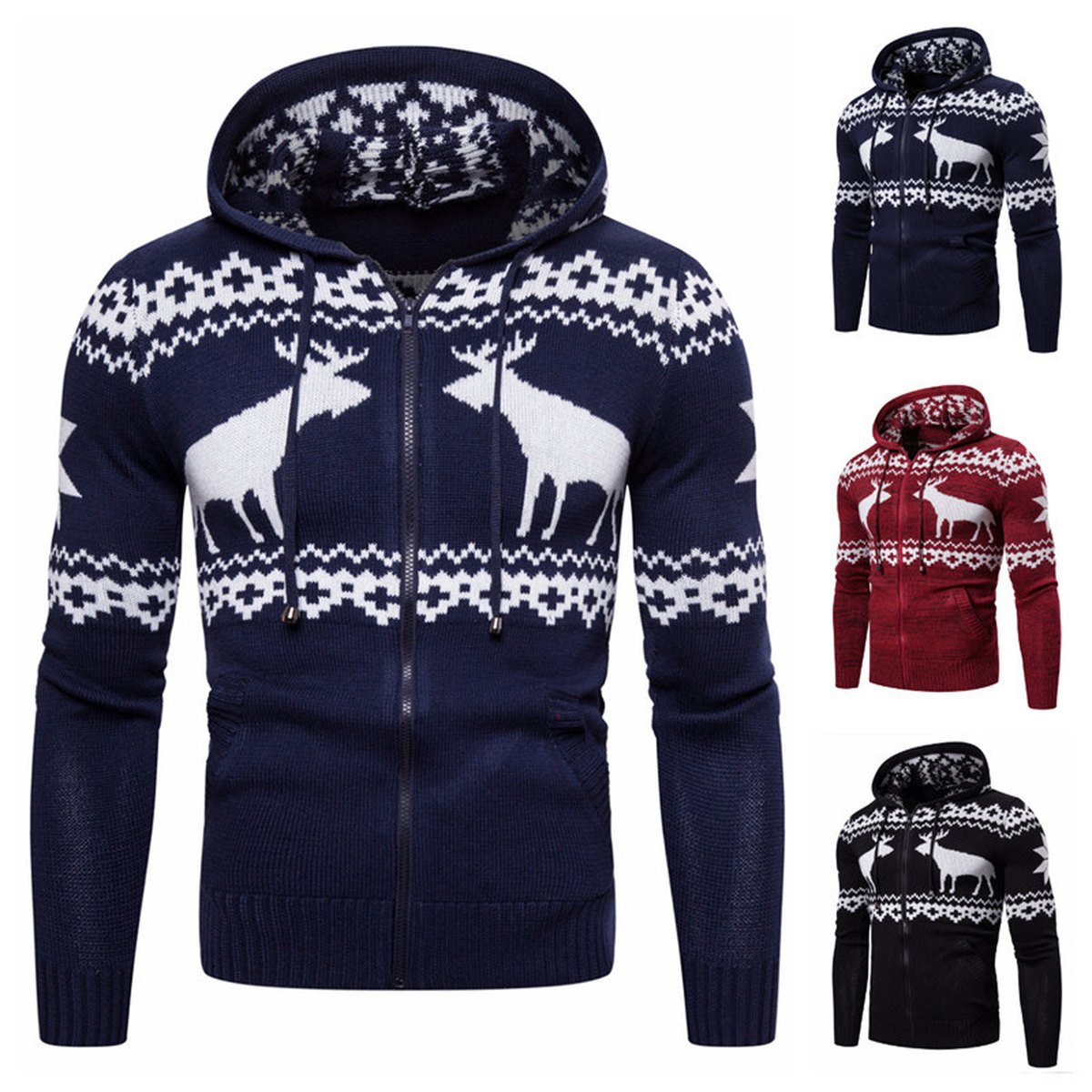 Reindeer Hooded Christmas Sweater