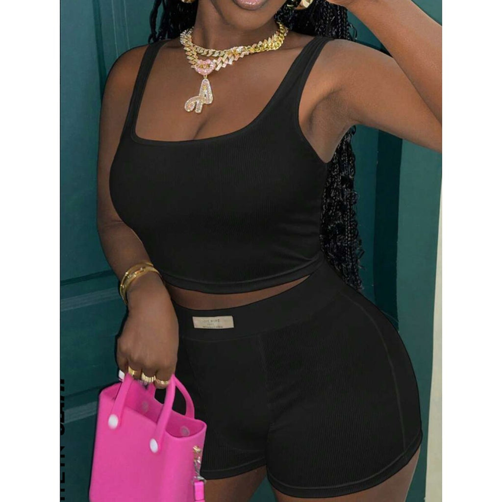 Ribbed Tank Top and Shorts Set