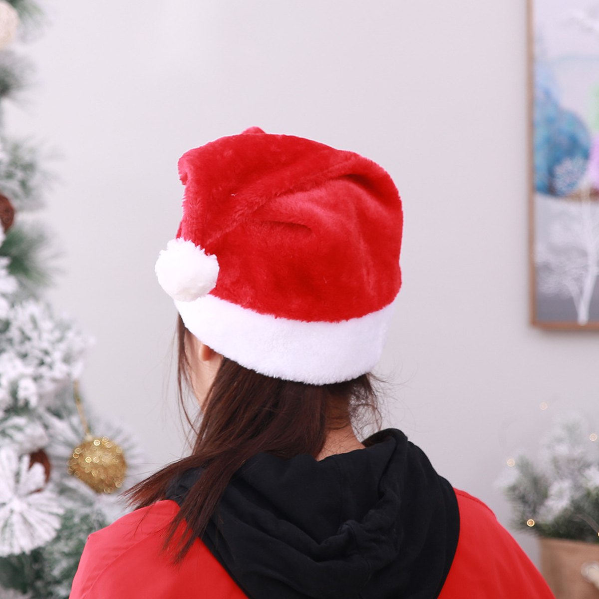 Short Plush Santa Hat