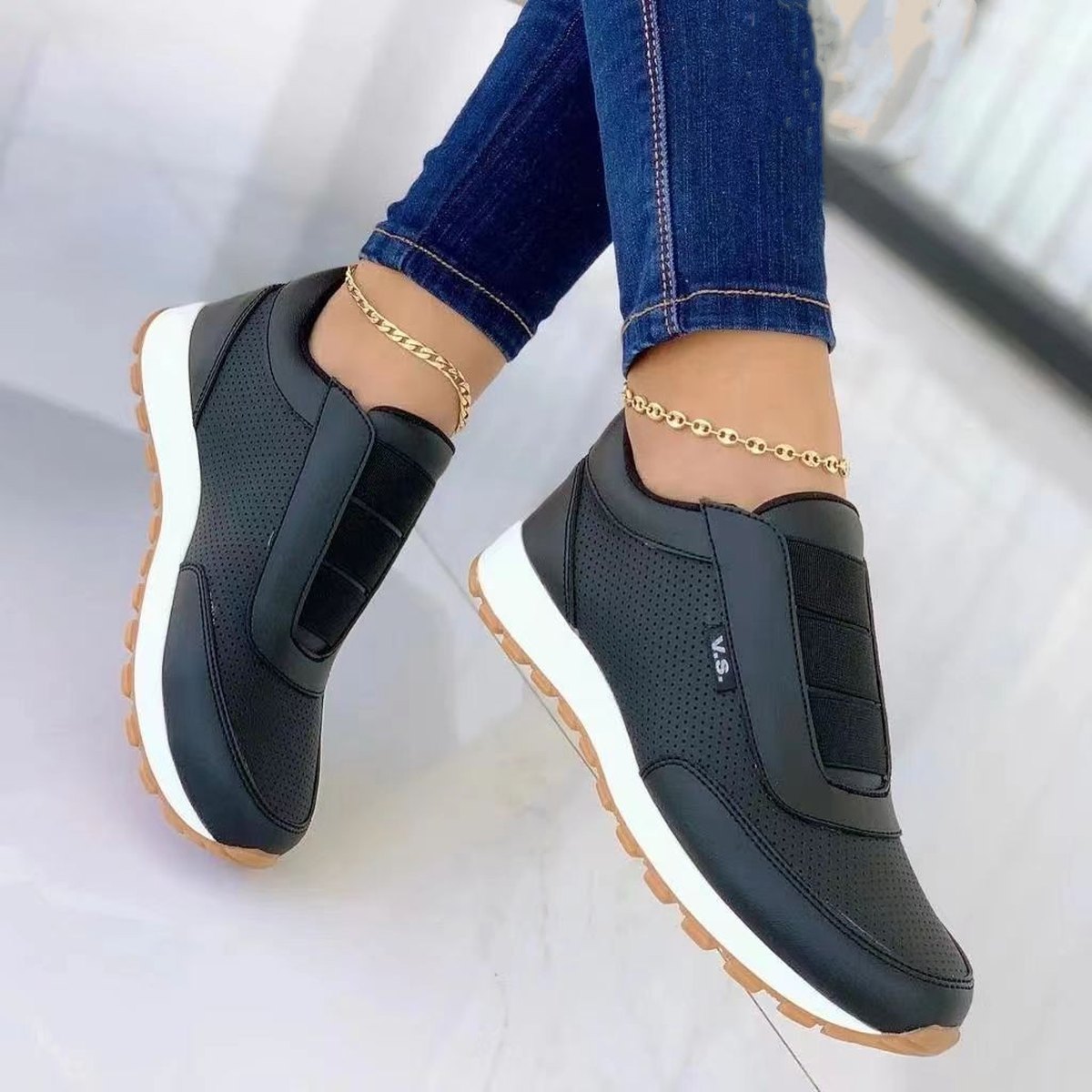 Women's Elastic Platform Sneakers