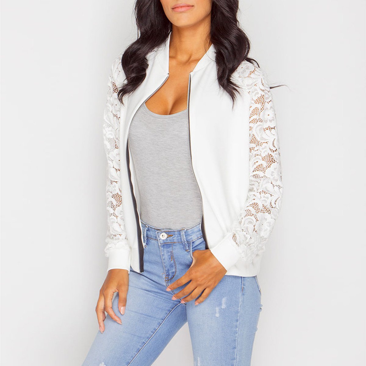 Women's Lace Bomber Jacket