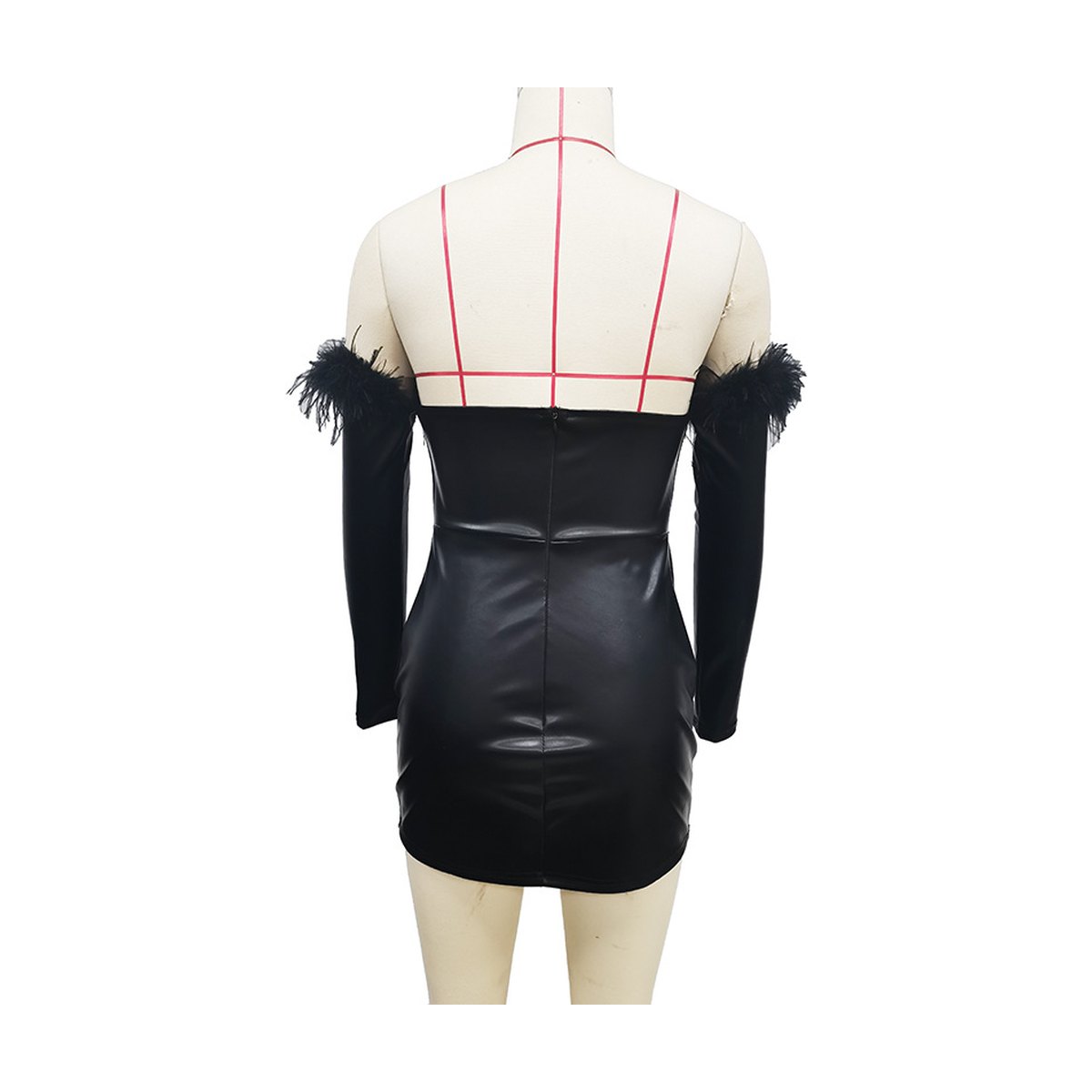 Women's Long-Sleeve PU Dress