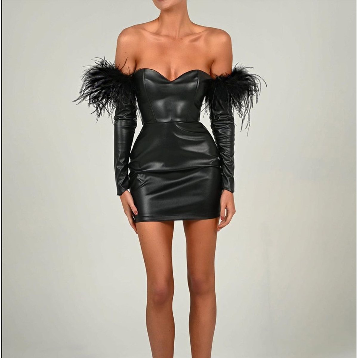 Women's Long-Sleeve PU Dress