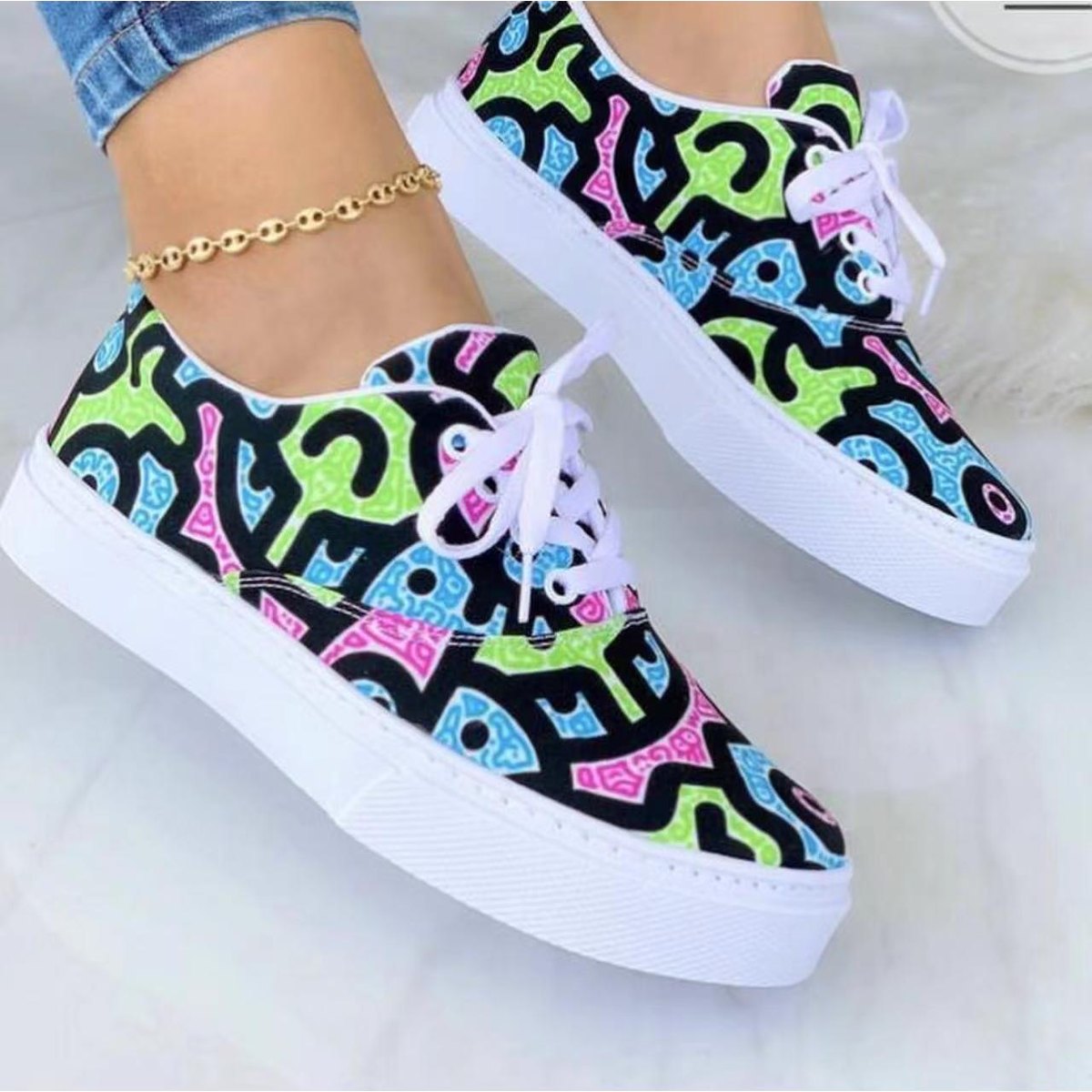 Women's Printed Canvas Sneakers