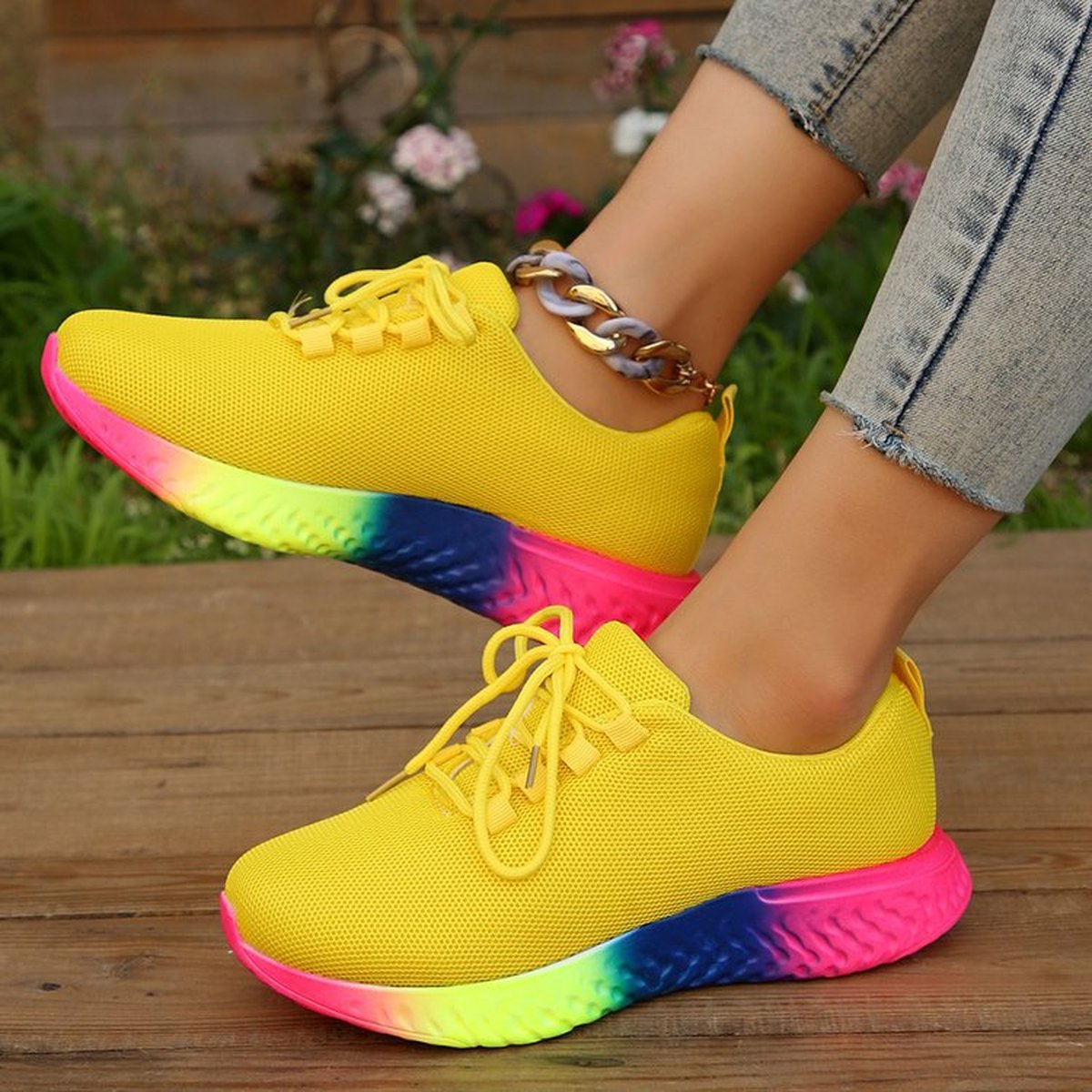 Women's Rainbow Sole Sneakers