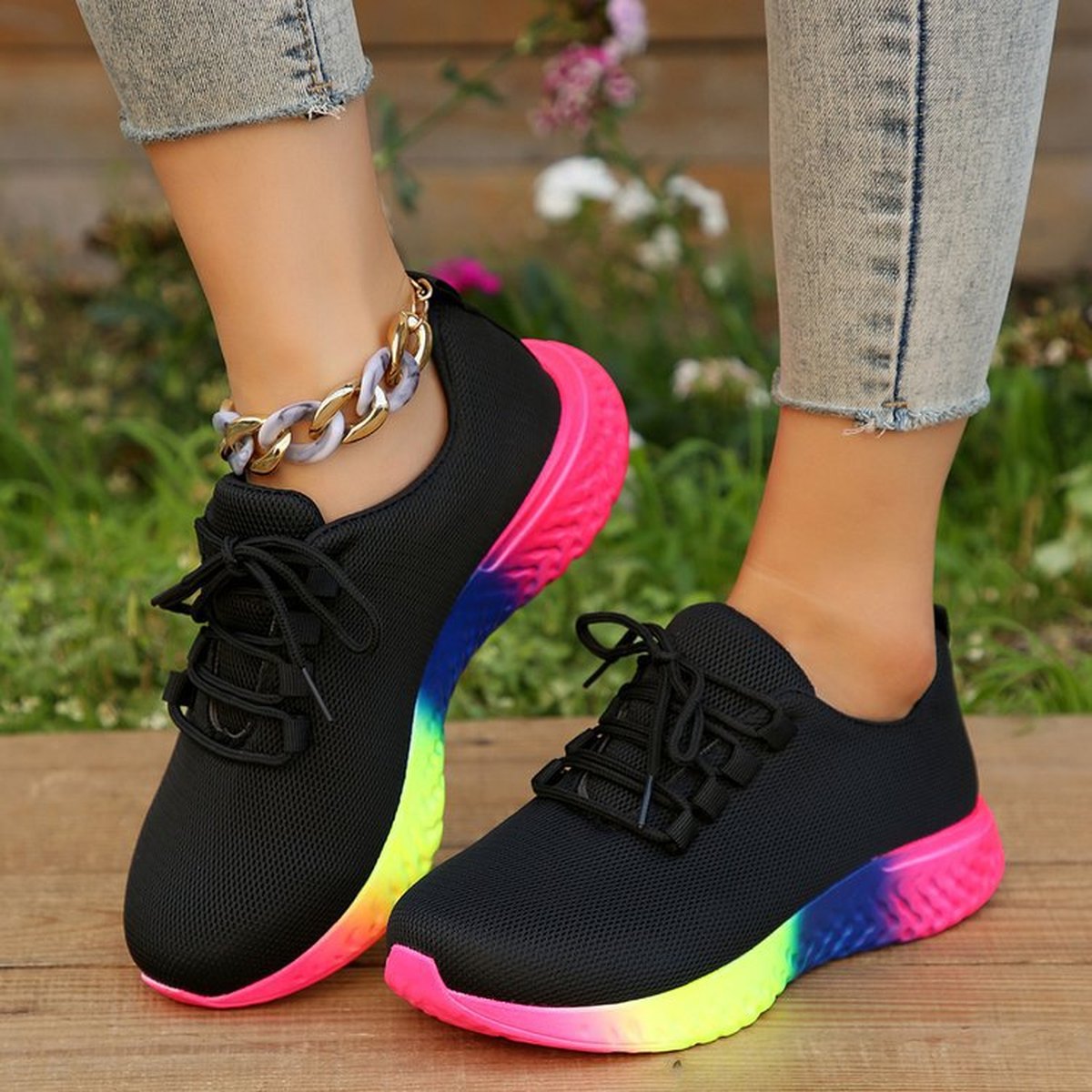 Women's Rainbow Sole Sneakers