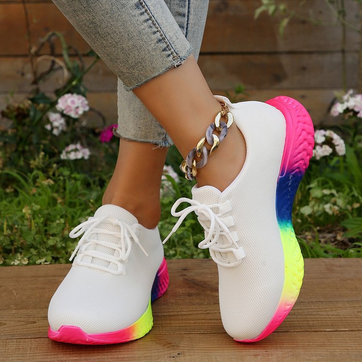 Women's Rainbow Sole Sneakers