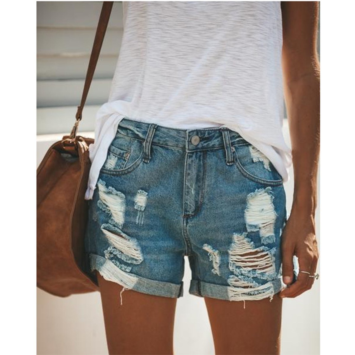 Women's Ripped Denim Shorts