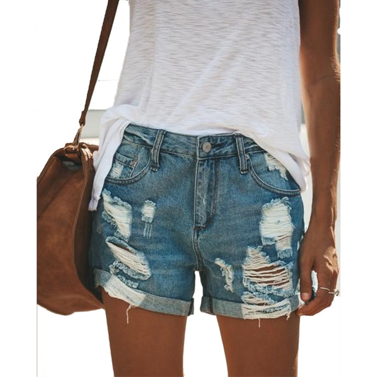 Women's Ripped Denim Shorts